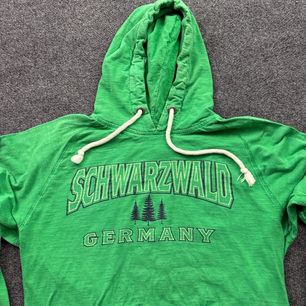 J. America Hoodie Mens Medium Green Schwarzwald Germany Graphic Cotton Pullover